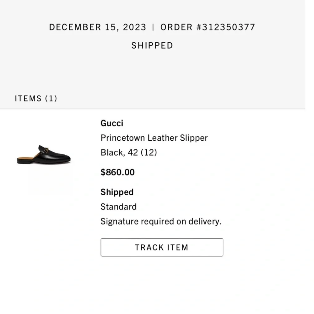 Gucci Black Leather Slip-On Loafers with Gold Accents - Picture 7 of 7